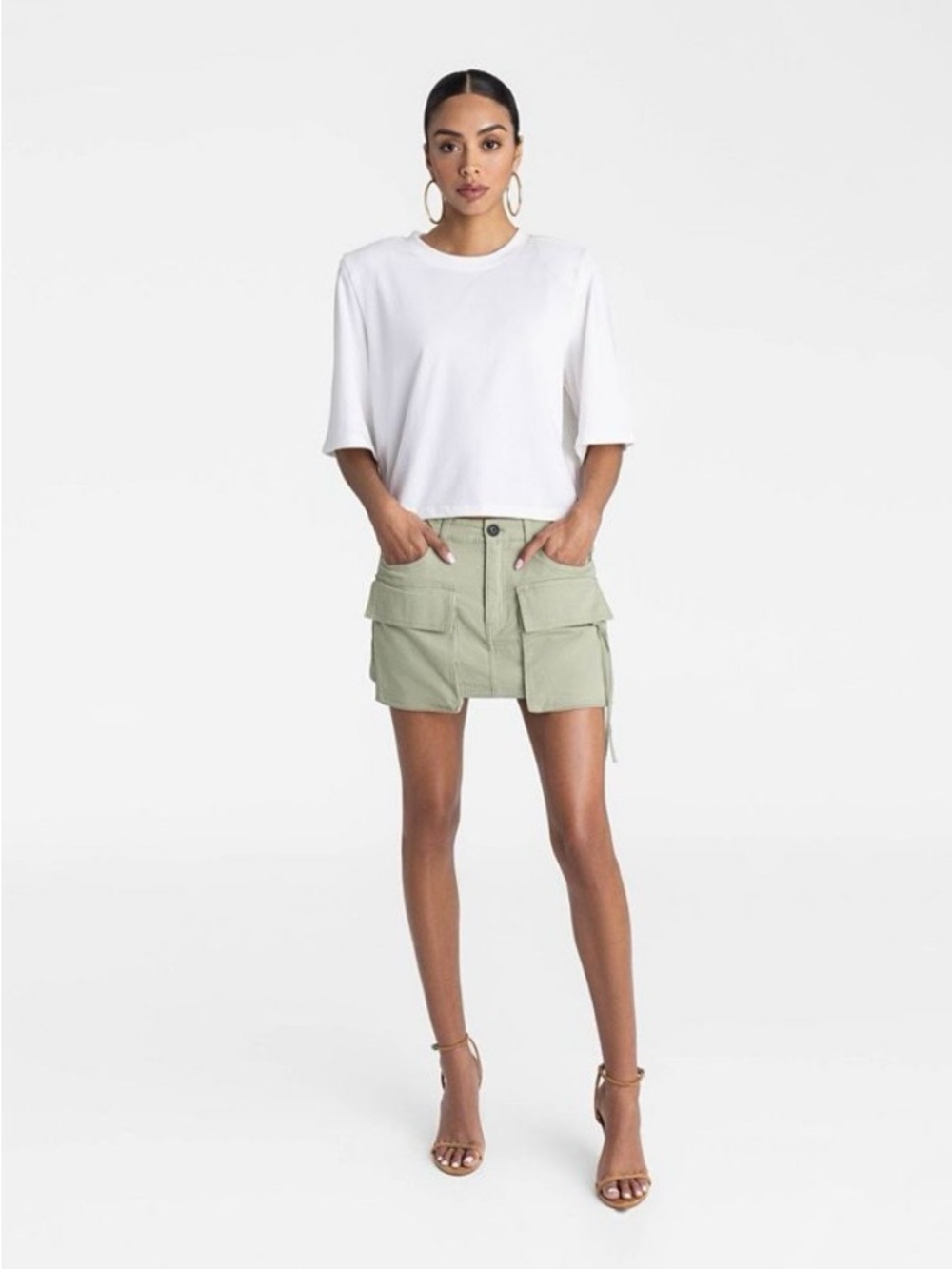 KBB by Kahlana Cargo Skort Olive Green Size 8 Utility Y2K Streetwear Mini Skirt